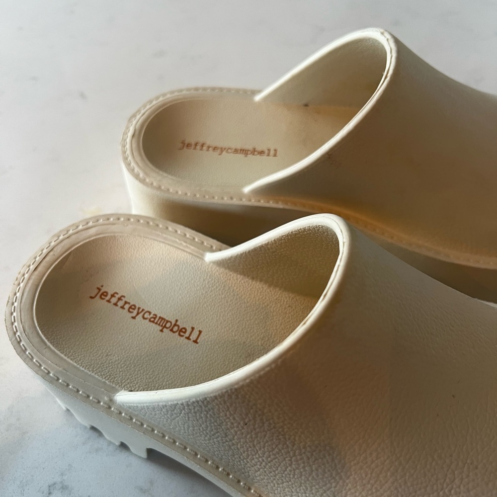 Jeffrey Campbell X Anthropologie Cream Platform Lug Clogge Clog Mule Size 8 - Picture 6 of 7